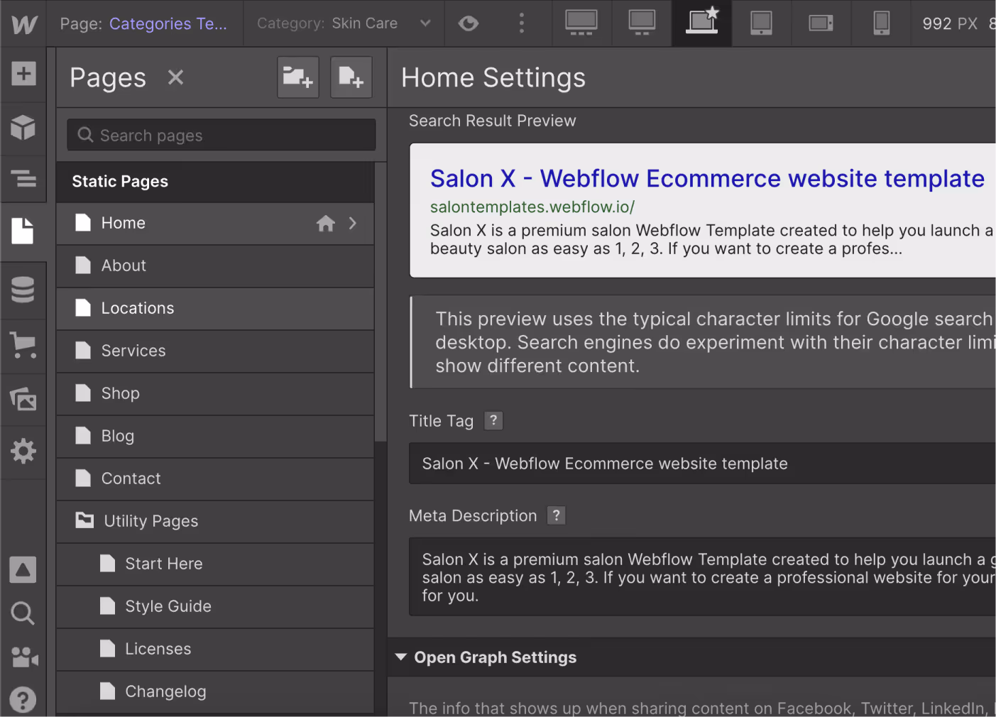 SEO - Salon X Webflow Template